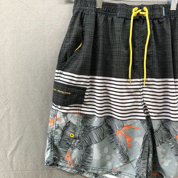 Banana Boat Swim Trunks Mens 2XL UPF 50 Gray Palm Print Tropical Hawaiian - Picture 3 of 12